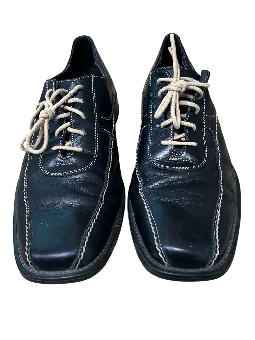 Johnston & Murphy Mens 9.5 Black Leather Lace Up Oxford Dress Shoes